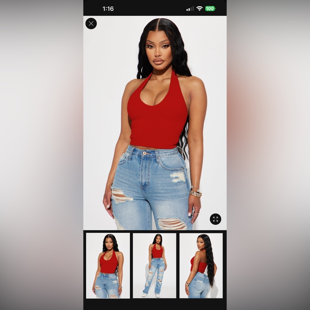 Halter crop Top- Red